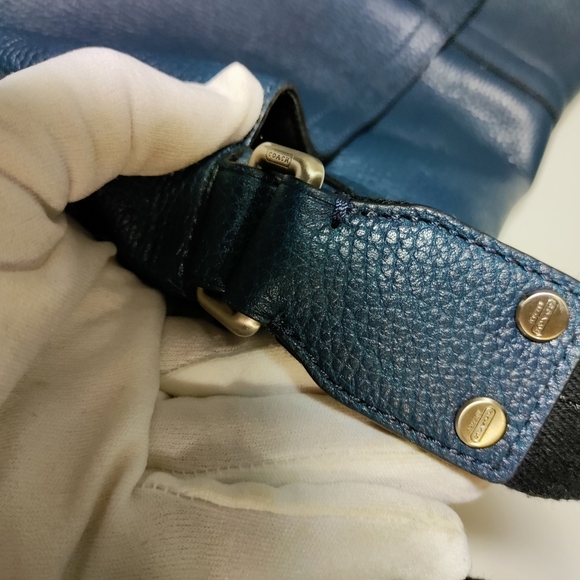 Genuine vintage COACH Camden  pebbled blue leather brief messenger bag like new - Picture 4 of 13